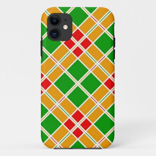 Bright Argyl red green yellow pattern accessory iPhone 11 Case