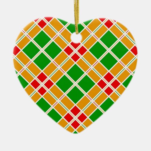 Bright Argyl red  green yellow pattern accessory Ceramic Ornament