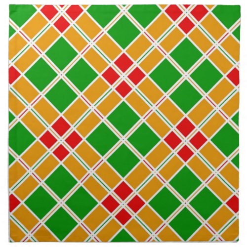 Bright Argyl red  green yellow pattern accessory Cloth Napkin
