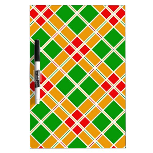 Bright Argyl red green yellow pattern accessory Dry_Erase Board