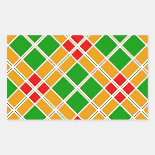 Bright Argyl red  green yellow pattern accessory Rectangular Sticker