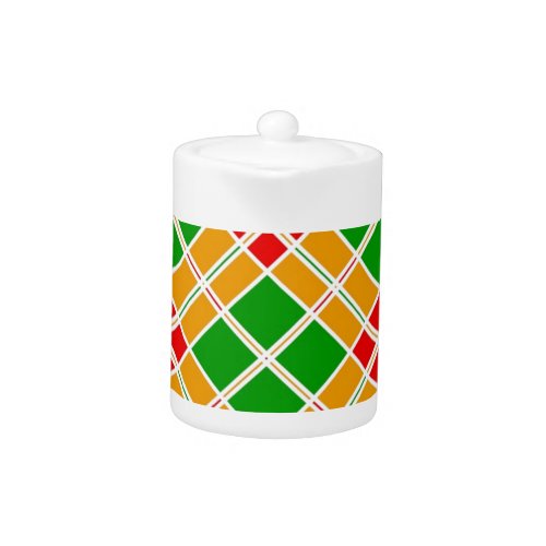 Bright Argyl red  green yellow pattern accessory Teapot