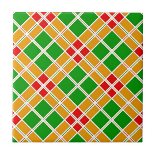 Bright Argyl red  green yellow pattern accessory Tile