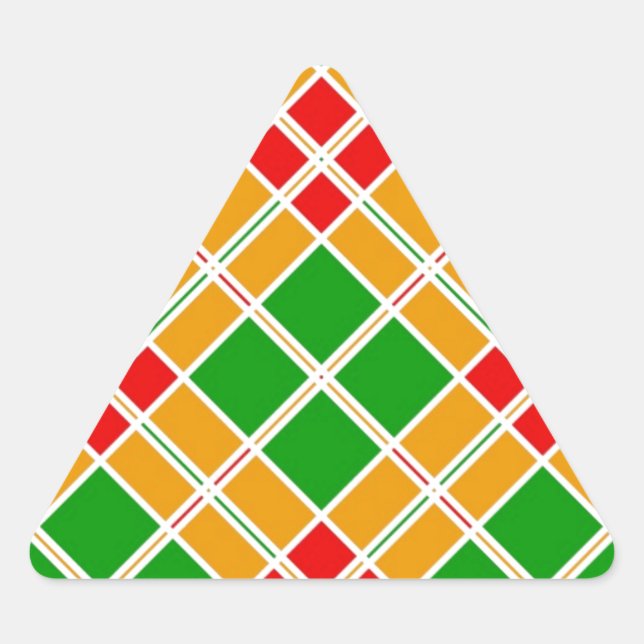 Bright Argyl red  green yellow pattern accessory Triangle Sticker (Front)