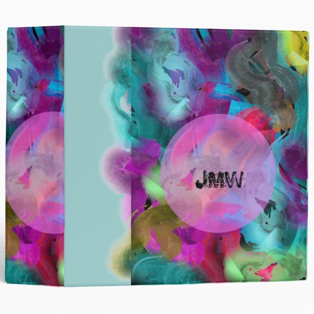 Bright Artistic Paint Strokes Personalized 3 Ring Binder (Front/Spine)