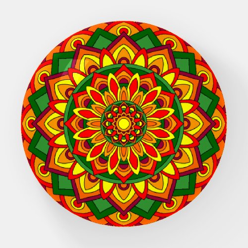 Bright Autumn Colors Floral Mandala Paperweight