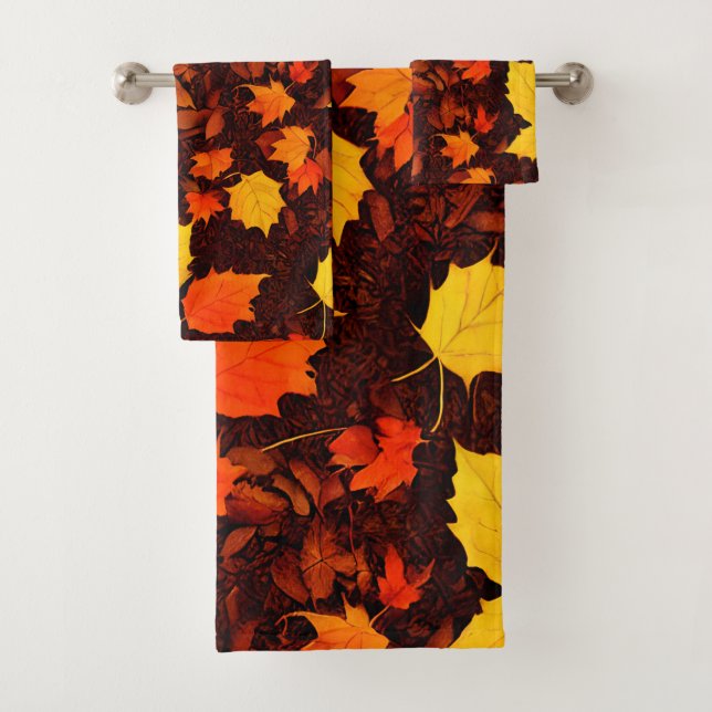 Bright Autumn Leaves Bath Towel Set (Insitu)