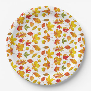 Bright Autumn Leaves Paper Plates