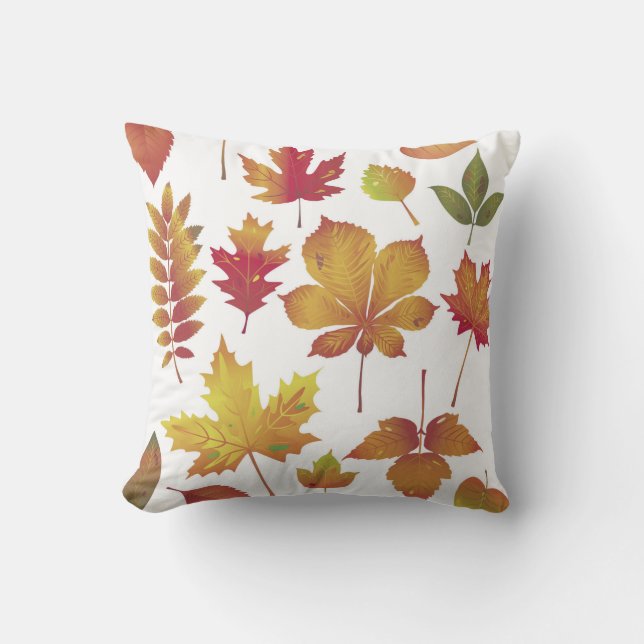 Bright Autumn Leaves Throw Pillow (Front)
