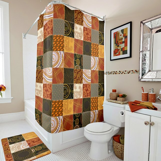Bright autumn patchwork shower curtain (Creator Uploaded)