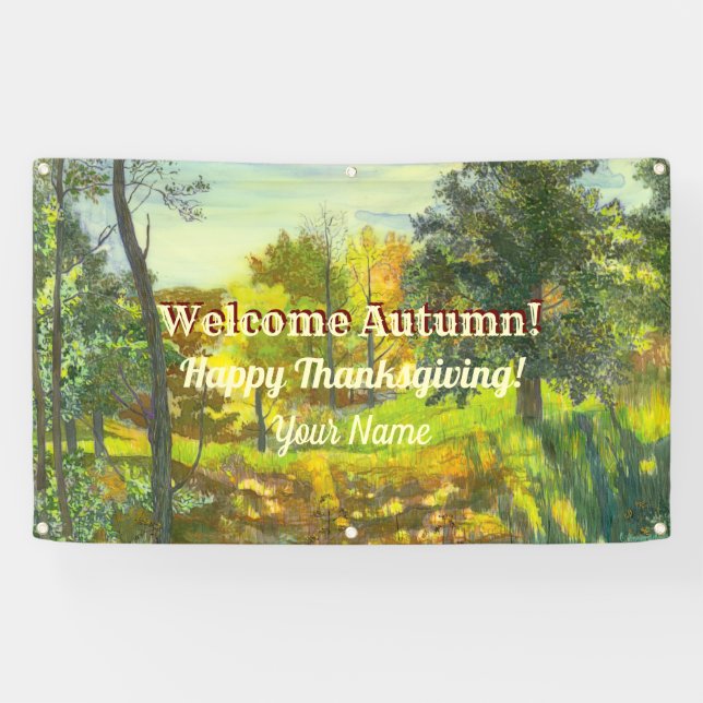 Bright Autumn watercolor Banner (Horizontal)