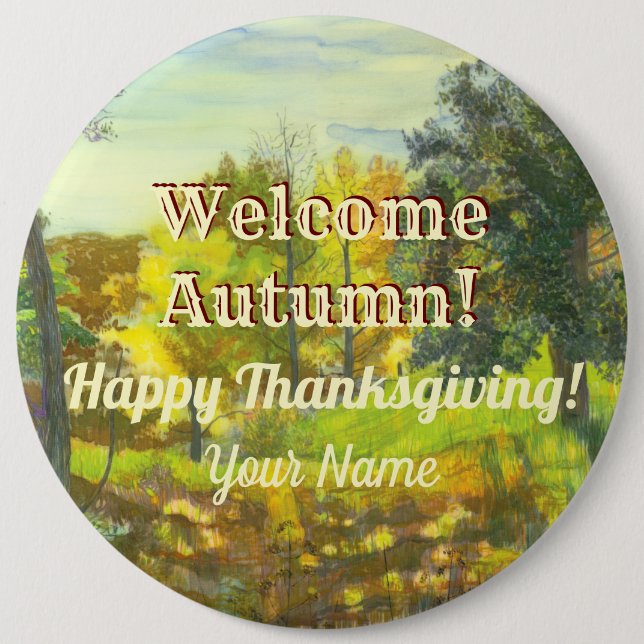 Bright Autumn watercolor Button (Front)