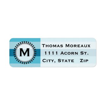 Bright Awnings Blue Monogram Return Address Labels by StriveDesigns at Zazzle
