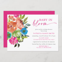 Bright Baby in Bloom Pink Floral Girl Baby Shower Invitation