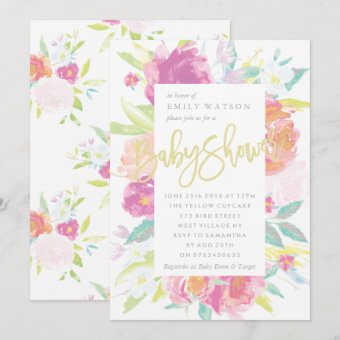 Bright Baby Shower Invitation Floral Watercolor | Zazzle