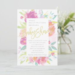 Bright Baby Shower Invitation Floral Watercolor | Zazzle
