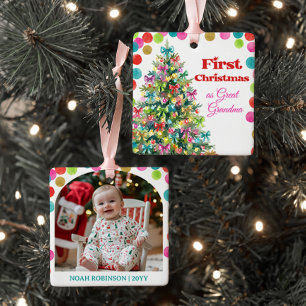 Bright Baby's First Christmas Tree Photo Colorful Ceramic Ornament