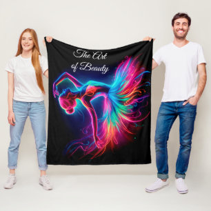 Bright ballerina ballet neon modern dance black fleece blanket
