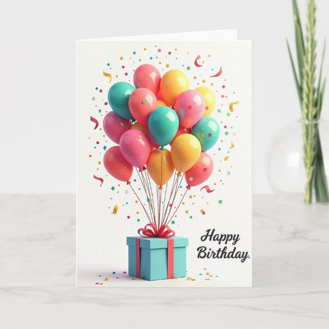 Bright Balloons Birthday Card (Front)