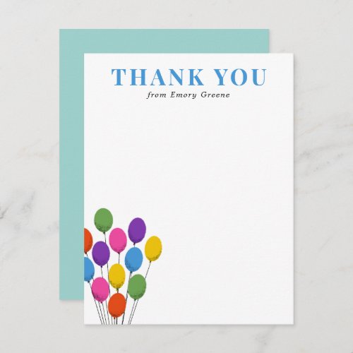 Bright Balloons Birthday Thank You Note