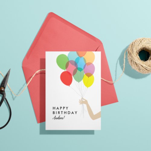 Bright Balloons Custom Happy Birthday Card