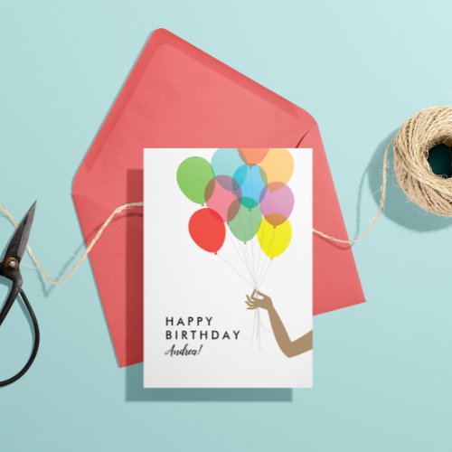 Bright Balloons Custom Happy Birthday Card