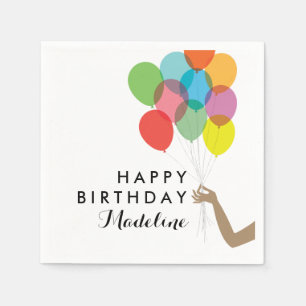 Bright Balloons Customized Happy Birthday Napkins
