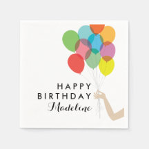 Bright Balloons Customized Happy Birthday Napkins