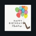 Bright Balloons Customized Happy Birthday Napkins<br><div class="desc">Add a touch of personalized fun to your birthday party with paper cocktail napkins that feature a bunch of bright and colorful translucent balloons held in a dark skin tone hand and flanked by easy to customize "happy birthday" text to truly celebrate that special friend.</div>