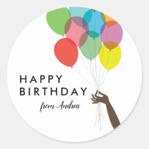 Bright Balloons Happy Birthday Classic Round Sticker