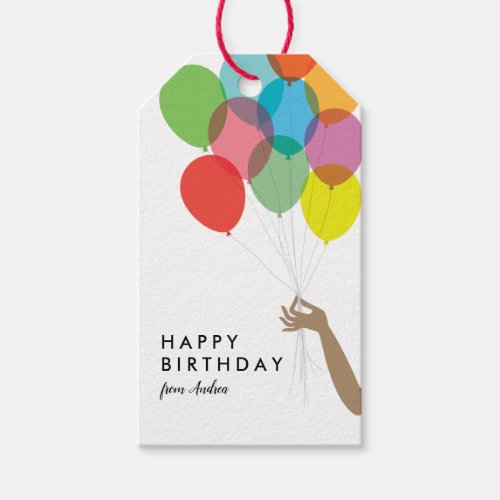 Bright Balloons Happy Birthday Gift Tag