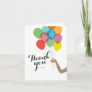 Bright Balloons Modern Folded Letterpress Thank You Card