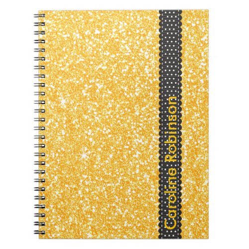 Bright Banana Yellow Faux Glitter Personalized Notebook