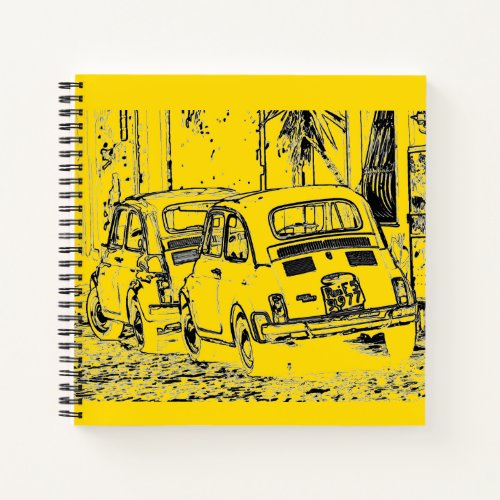 bright banana yellow urban comic cartoon car notebook