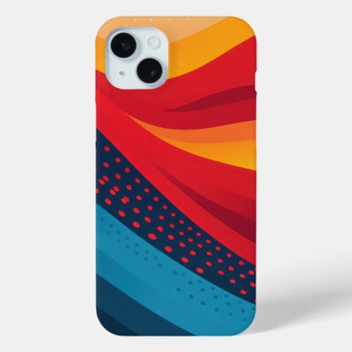 Bright bands of color with dot patterns iPhone 15 plus case