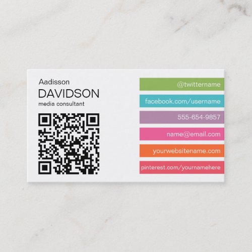 Bright Bars 2 QR CODE Social Media Business Card