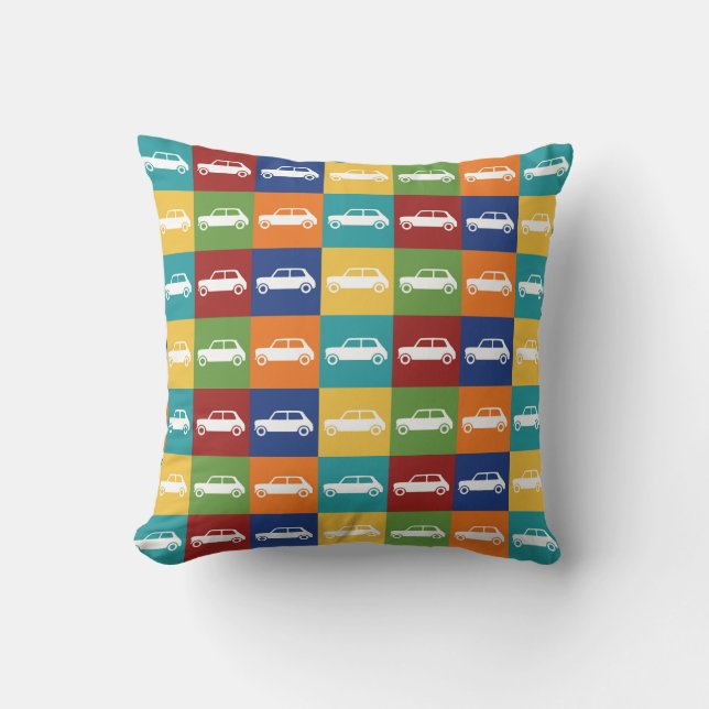 Bright Basics Checkerboard Mini Cooper Throw Pillow (Front)