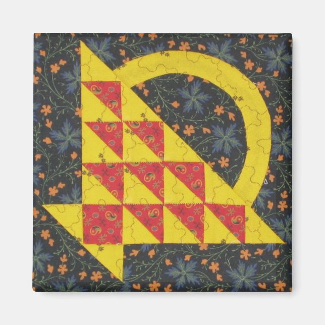 Bright Basket Quilt block Magnet (Front)