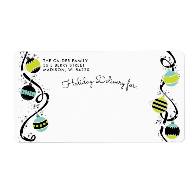 Bright Baubles Ornament Shipping Address Label (Front)