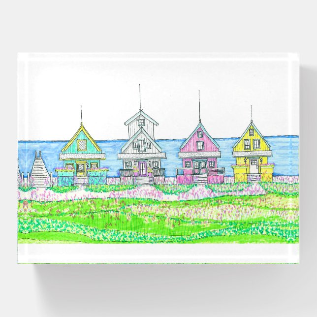 Bright Beach Cottages Paperweight (Front)