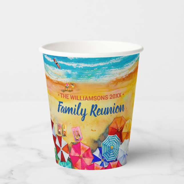 Bright Beach Umbrellas Paper Cups (Front)
