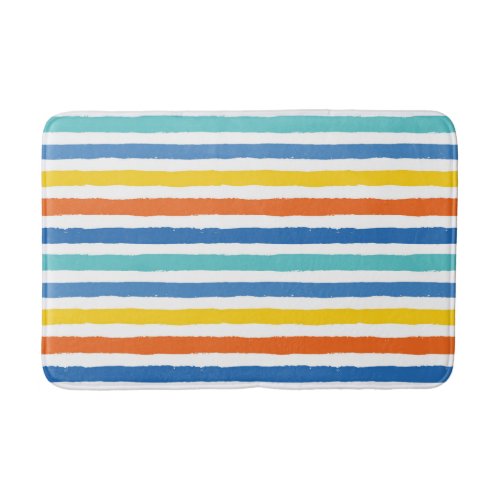 Bright Beachy Striped Pattern Bath Mat