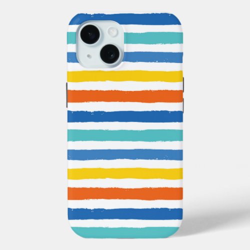 Bright Beachy Striped Pattern iPhone 15 Case