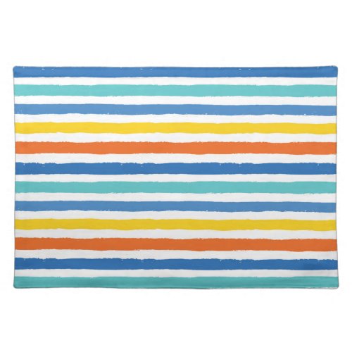 Bright Beachy Striped Pattern Cloth Placemat