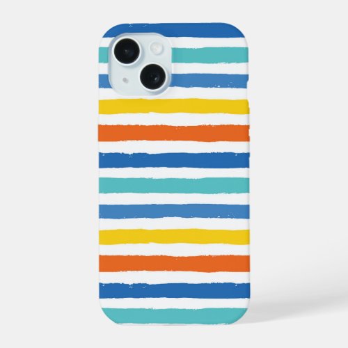 Bright Beachy Striped Pattern iPhone 15 Case