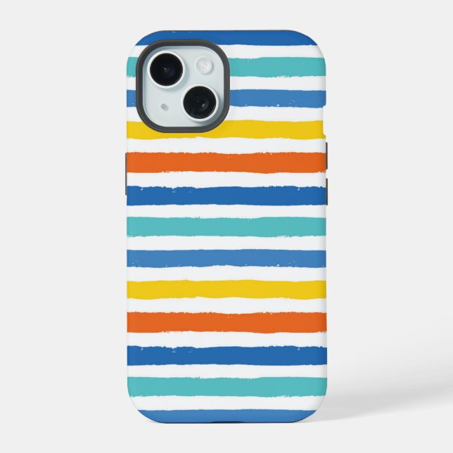 Bright Beachy Striped Pattern Iphone Case (Back)