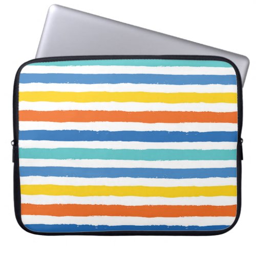 Bright Beachy Striped Pattern Laptop Sleeve