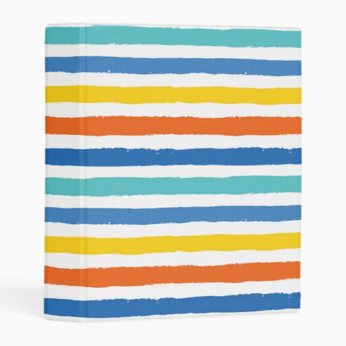 Bright Beachy Striped Pattern Mini Binder