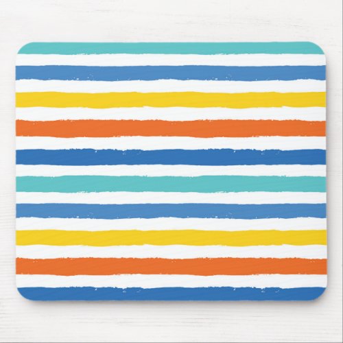 Bright Beachy Striped Pattern Mouse Pad