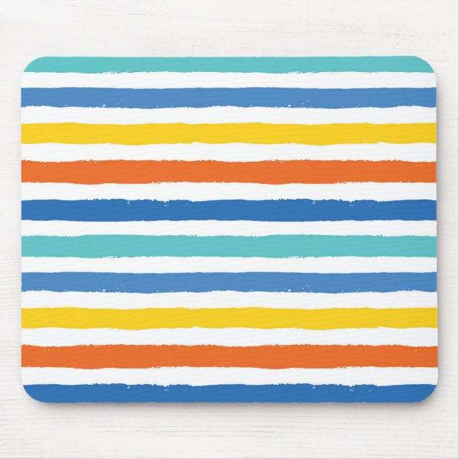 Bright Beachy Striped Pattern Mouse Pad (Front)
